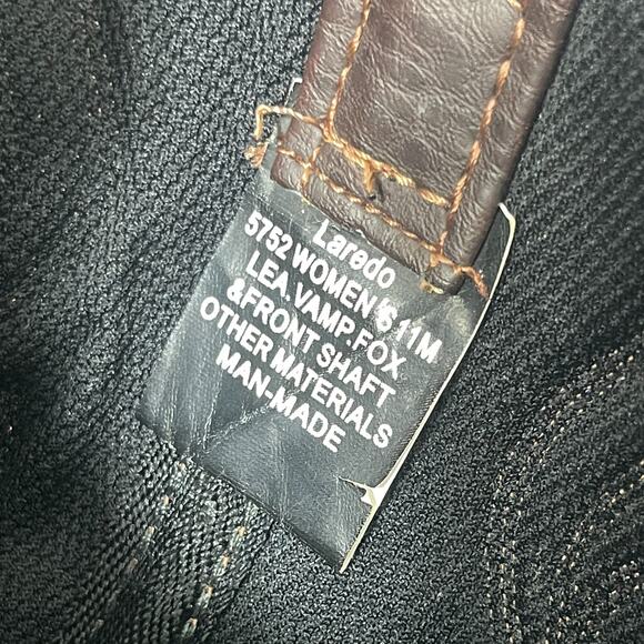 Laredo‎ Cowboy Boots Women 6.5 M Brown Leather Vamp Faux Shaft Western Style - Picture 2 of 11